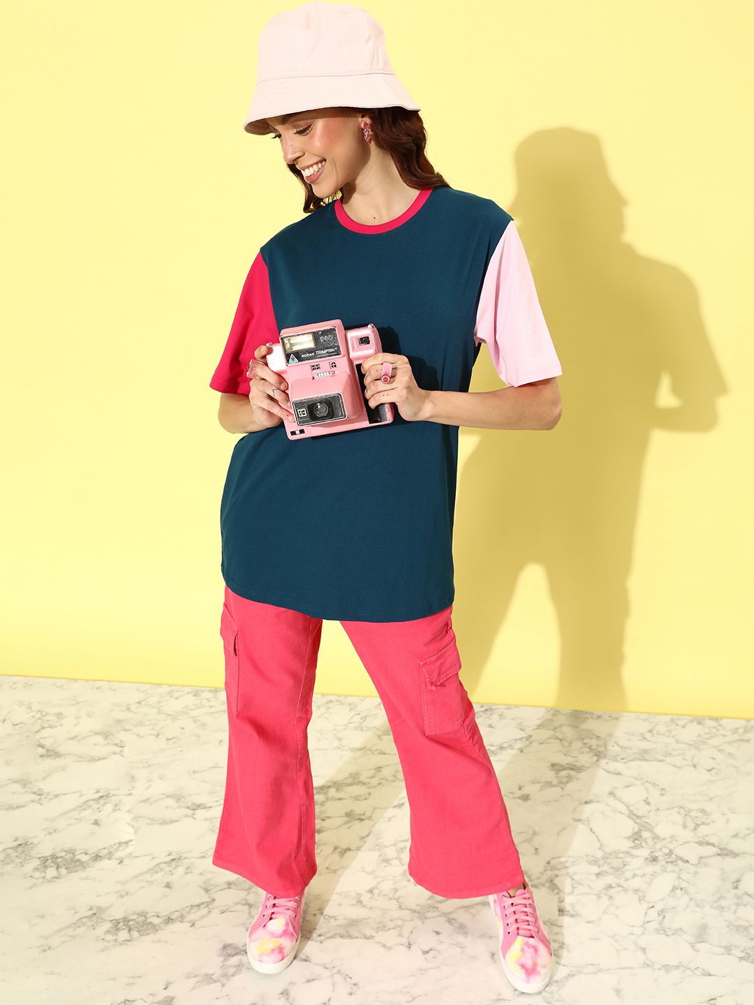 DILLINGER Women Colourblocked Oversized T-shirt