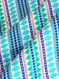 STITCHNEST Blue & White Printed Jacquard 3-Seater Sofa Cover