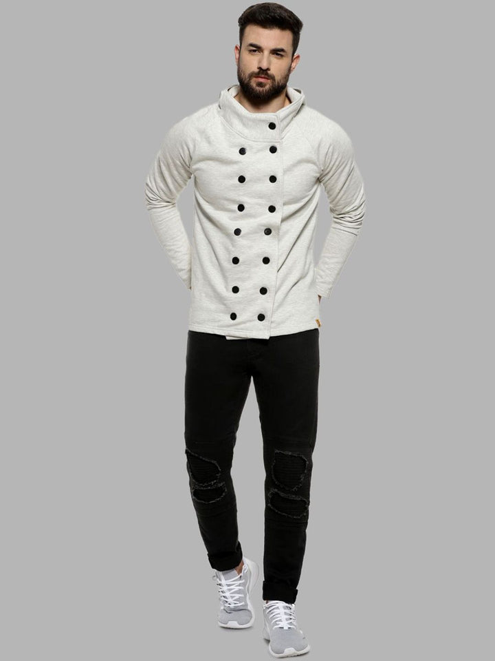 Campus Sutra Men Cream-Coloured Windcheater Outdoor Open Front Jacket