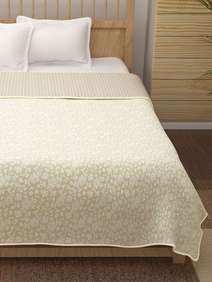 Story@home Beige & Grey Floral AC Room 150 GSM Double Bed Dohar