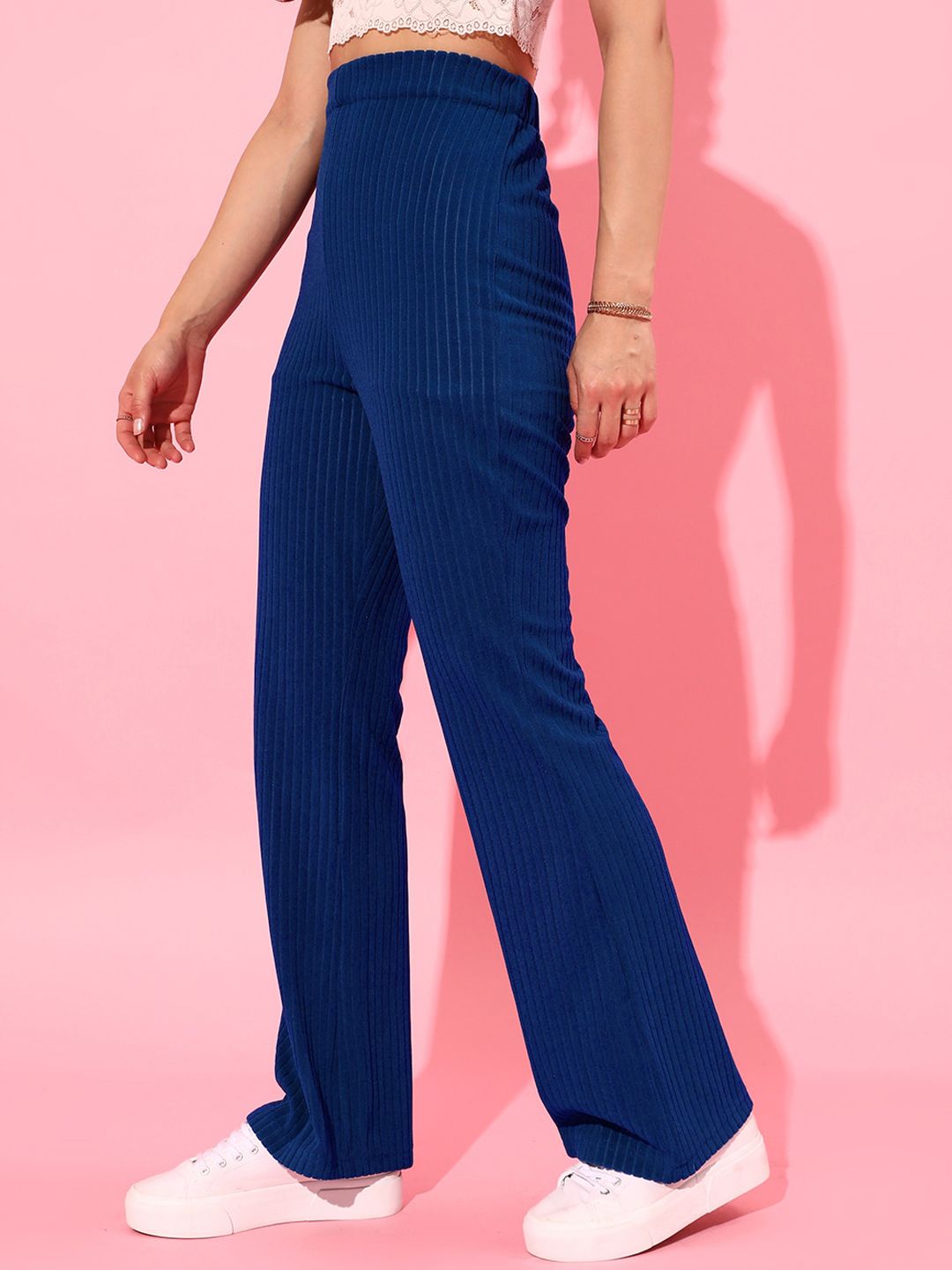 STREET 9 BASICS Women Blue Flared Pleated Trousers