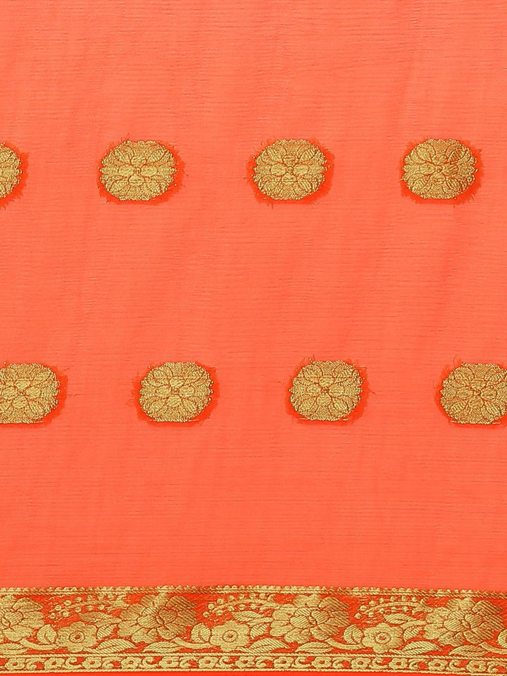 Saree mall Orange & Golden Woven Design Saree
