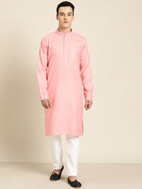 SOJANYA Men Pink Solid Kurta Straight