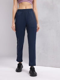 HRX by Hrithik Roshan Women Typography Detail Mid-Rise Regular Fit Running Track Pants