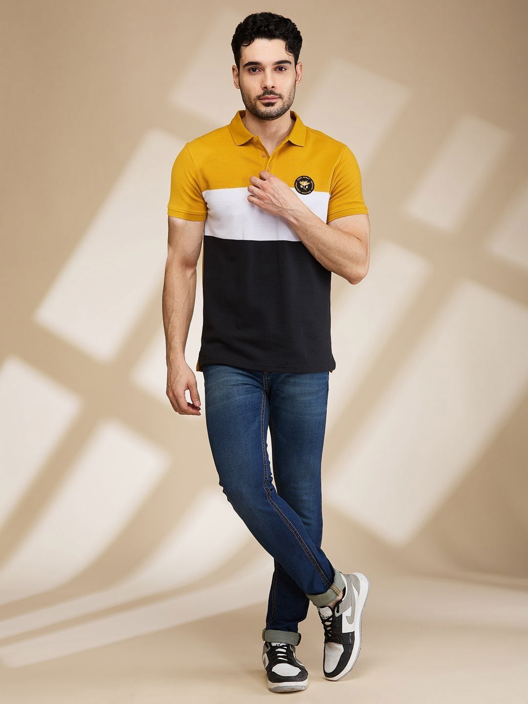 Being Human Men Polo Collar Applique T-shirt