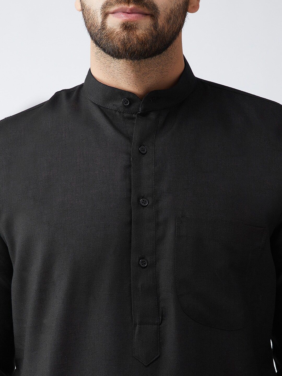 SOJANYA Men Black Solid Straight Kurta