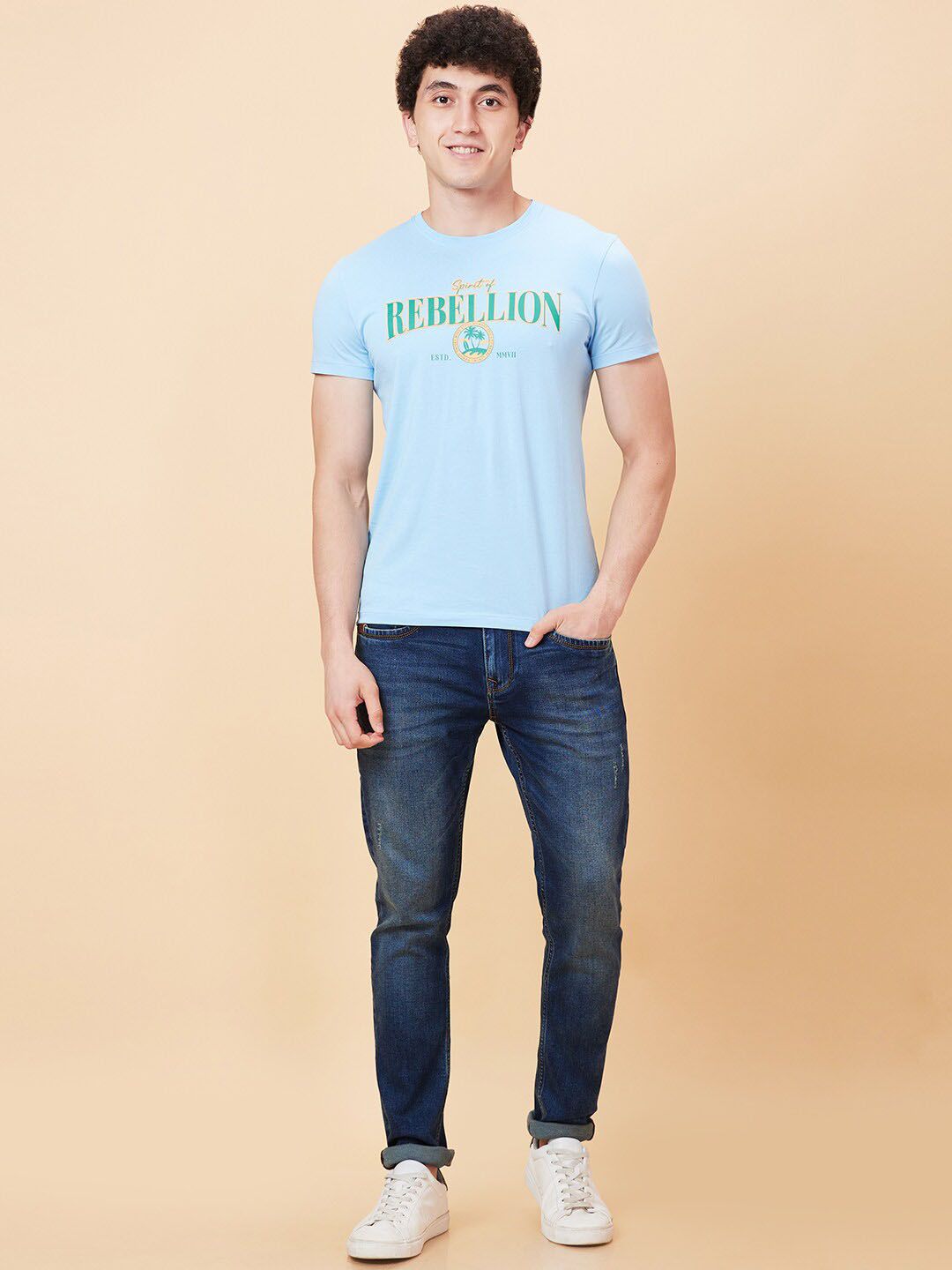 Being Human Men Skinny Fit Mid Rise Low Distress Heavy Fade Jeans