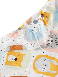 KLOTTHE White & Yellow Graphic 300 TC Fitted Double King Bedsheet with 2 Pillow Cover