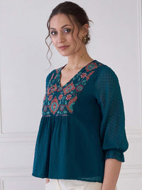 Antheaa Floral Print Chiffon Top