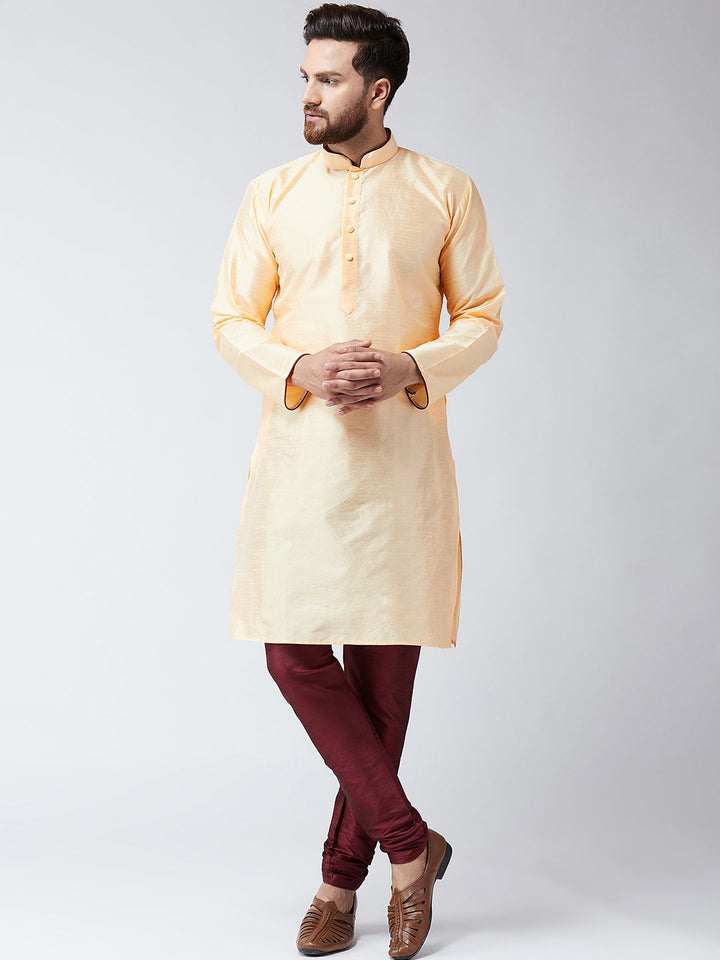 SOJANYA Kurta Lurus Pepejal Berwarna Emas Lelaki