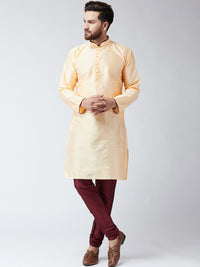 SOJANYA Kurta Lurus Pepejal Berwarna Emas Lelaki