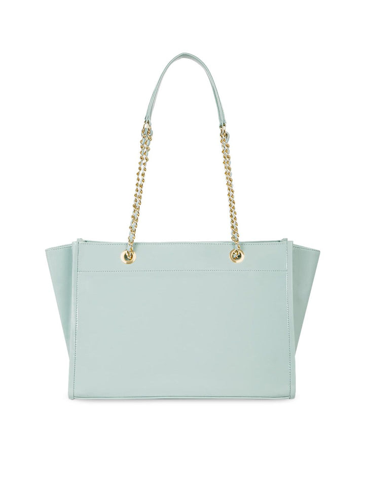 Berrylush Green Embroidered Structured Shoulder Bag