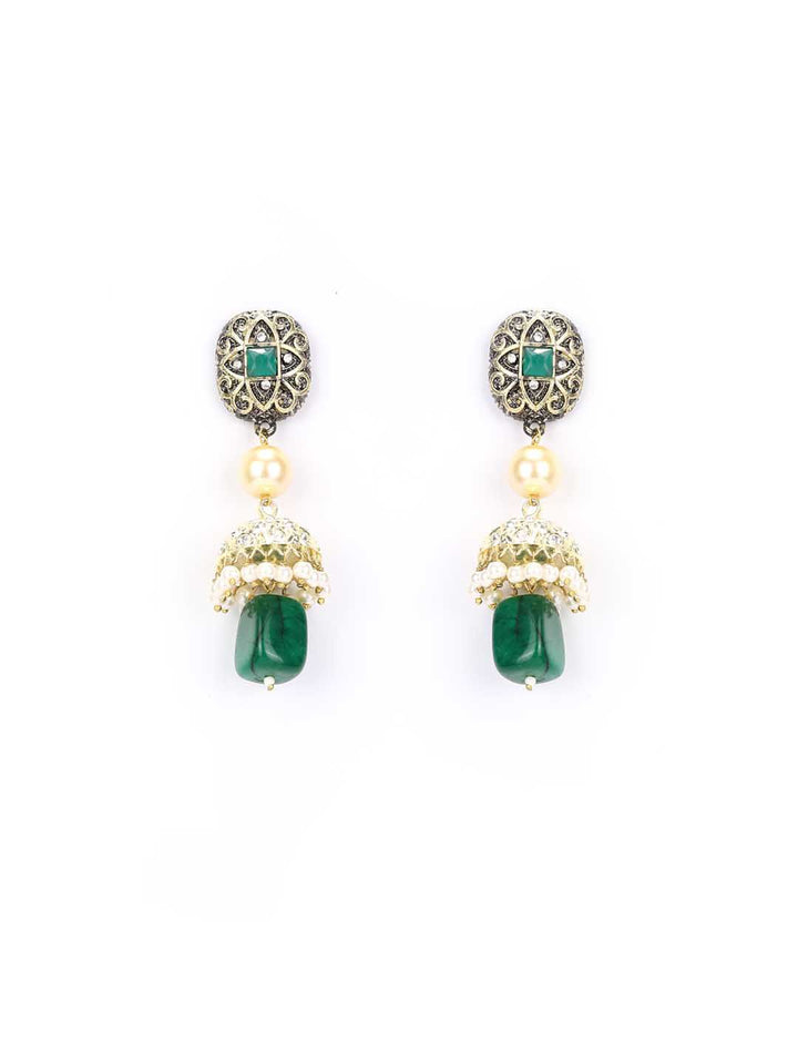 Priyaasi Gold-Plated Kundan-Studded & Pearl-Beaded Tripal-Stranded Handcrafted Jewellery Set