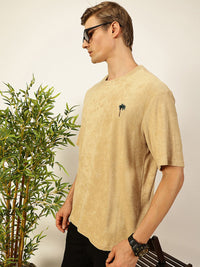 Thomas Scott Men's Solid Round Neck Oversized Casual T-shirt