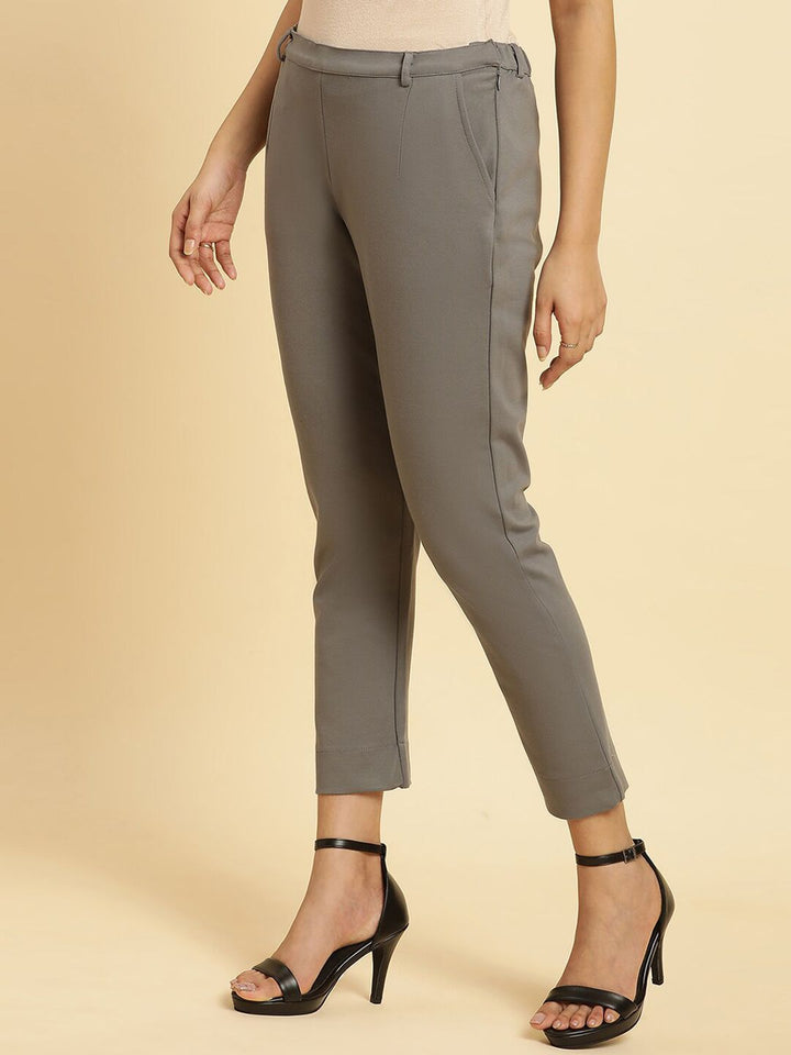 W Women Mid Rise Slim Fit Plain Regular Trousers
