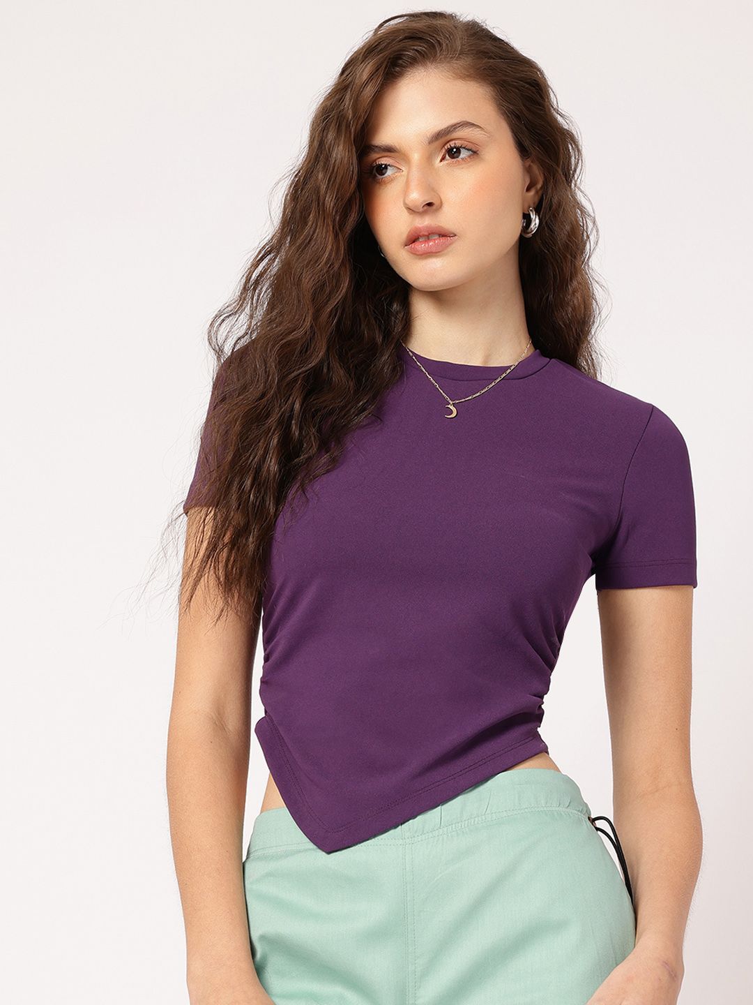 DressBerry Ruched Ready Asymmetric Crop Top