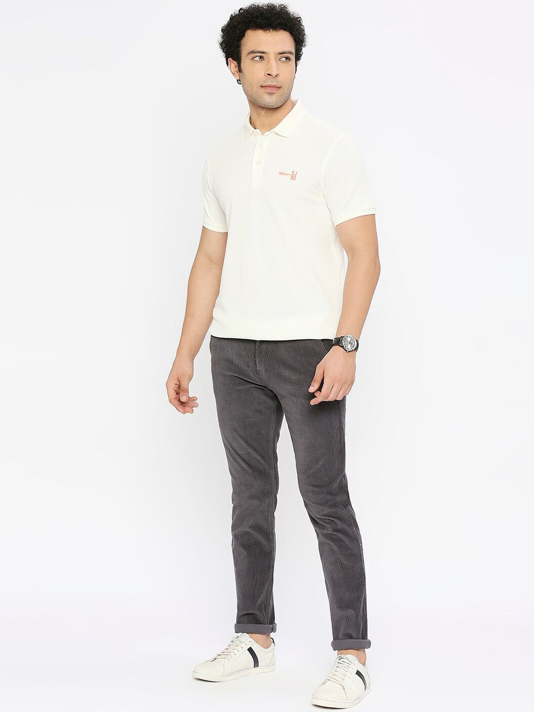 SPYKAR Men Self Design Slim Fit Cotton Trousers
