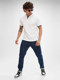 SPYKAR Men Pure Cotton Henley Neck Slim Fit T-shirt