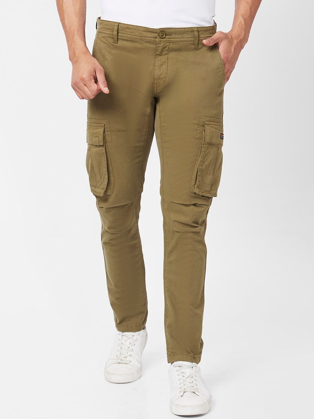 SPYKAR Men Tapered Fit Mid Rise Cotton Cargos