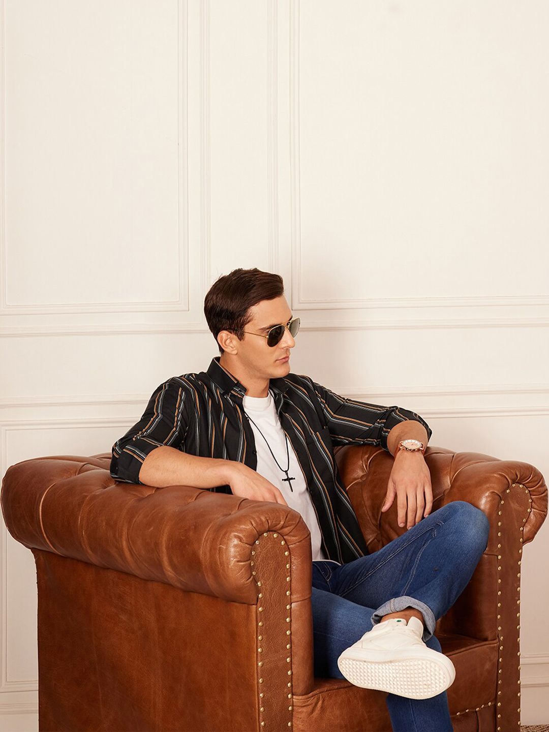 DENNISON Smart Striped Button-Down Collar Casual Shirt