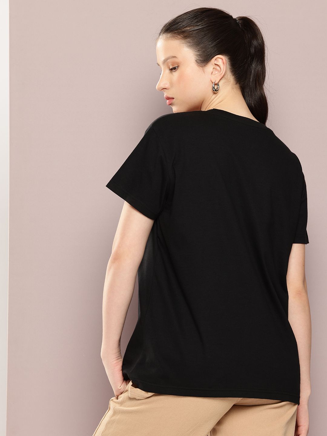 DILLINGER Women Boxy Regular Embroidery Crew Neck Tshirt