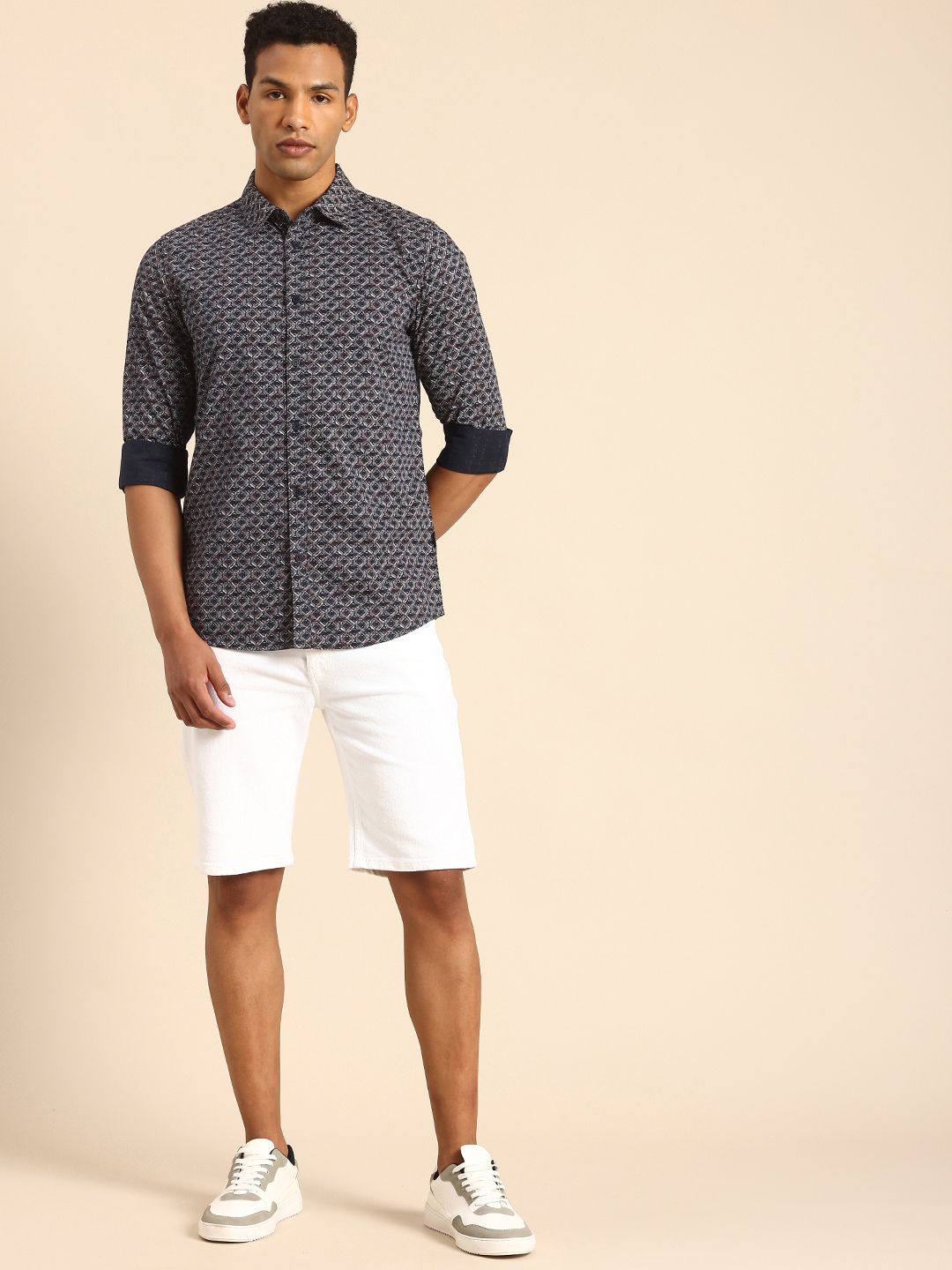 Being Human Pure Cotton Slim Fit Opaque Printed Casual Shirt