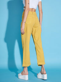 SASSAFRAS Women Stylish Mustard Relaxed Fit Jeans