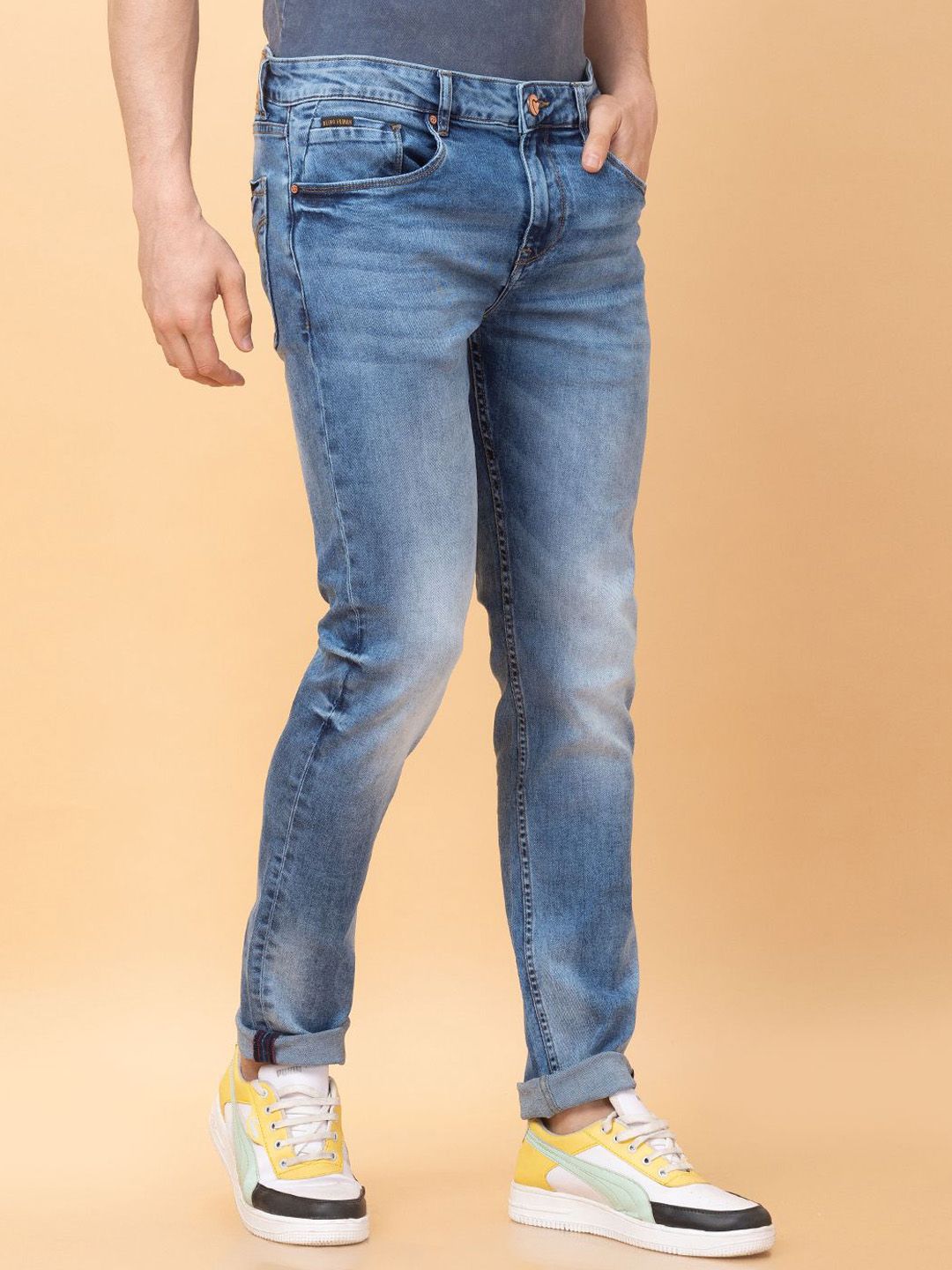 Being Human Men Slim Fit Mid-Rise Heavy Fade Stretchable Jeans