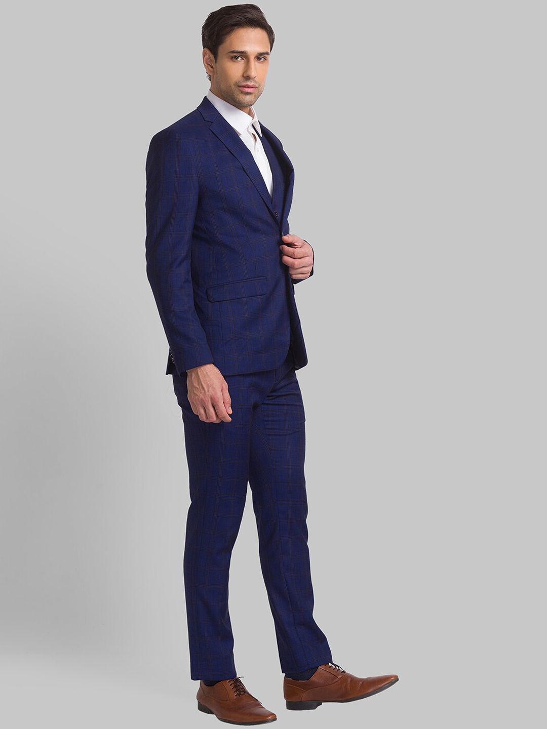 Park Avenue Men Checked Single-Breasted Super Slim-Fit 3-Piece Suit