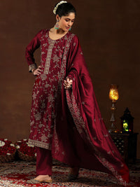 Libas Women Embroidered Regular Sequinned Kurta with Trousers & With Dupatta