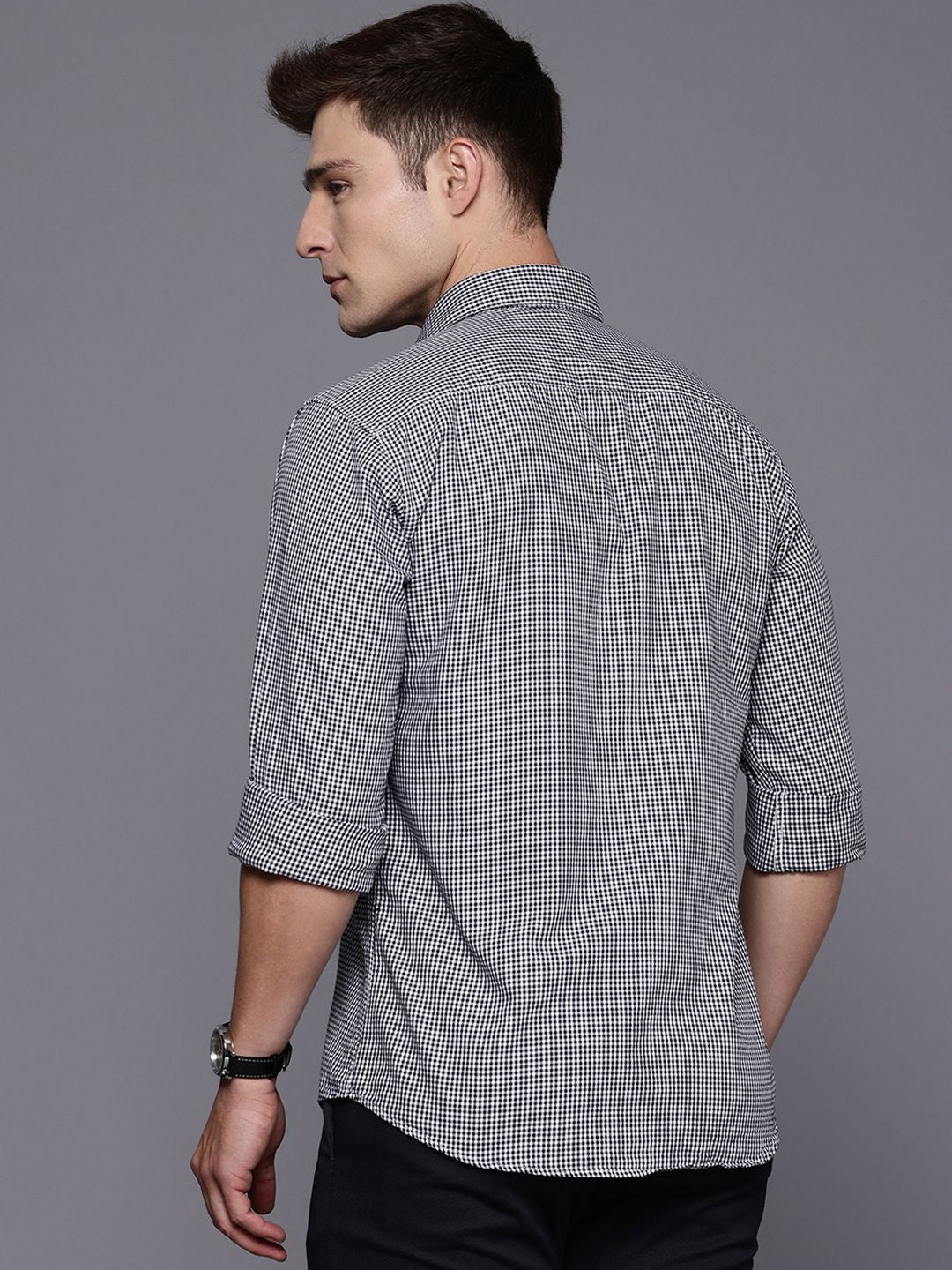 Raymond Pure Cotton Slim Fit Checked Casual Shirt