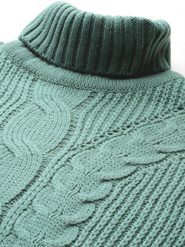 DressBerry Cable Knit Turtle Neck Acrylic Pullover