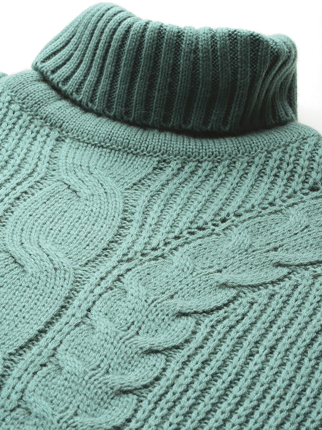 DressBerry Cable Knit Turtle Neck Acrylic Pullover
