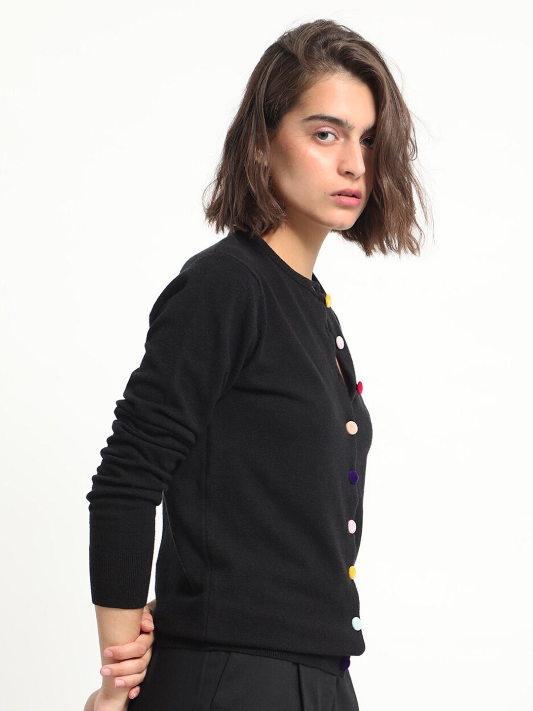 RAREISM Statement Button Knit Long Sleeves Cardigan