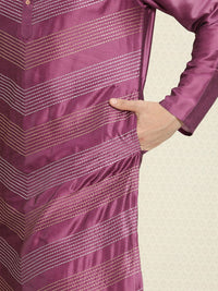 House of Pataudi Men Striped Band Collar Straight Rozana Kurta