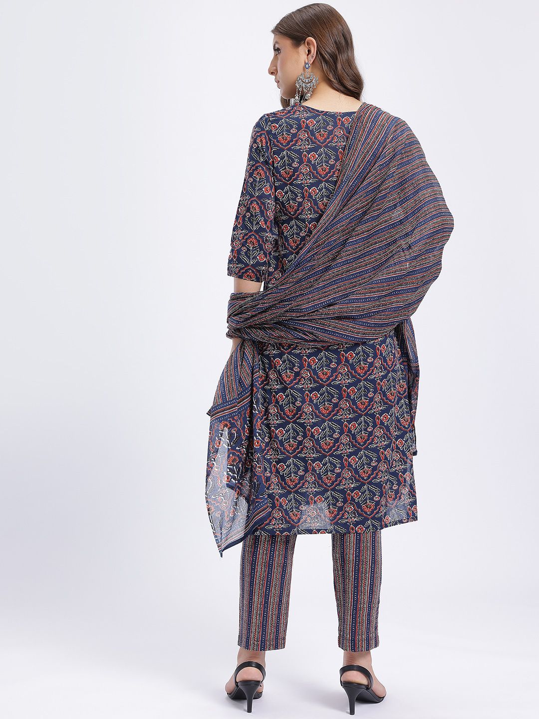 Anouk Ethnic Motifs Print Kurta with Trousers & With Dupatta