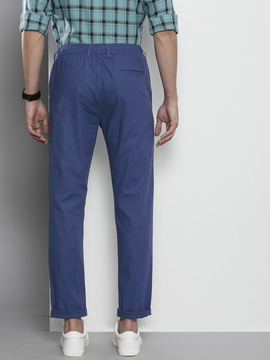 The Indian Garage Co Men Blue Slim Fit Trousers