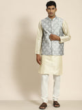 SOJANYA Men Woven Design Kurta with Churidar with Nehru Jacket