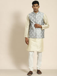SOJANYA Men Woven Design Kurta with Churidar with Nehru Jacket