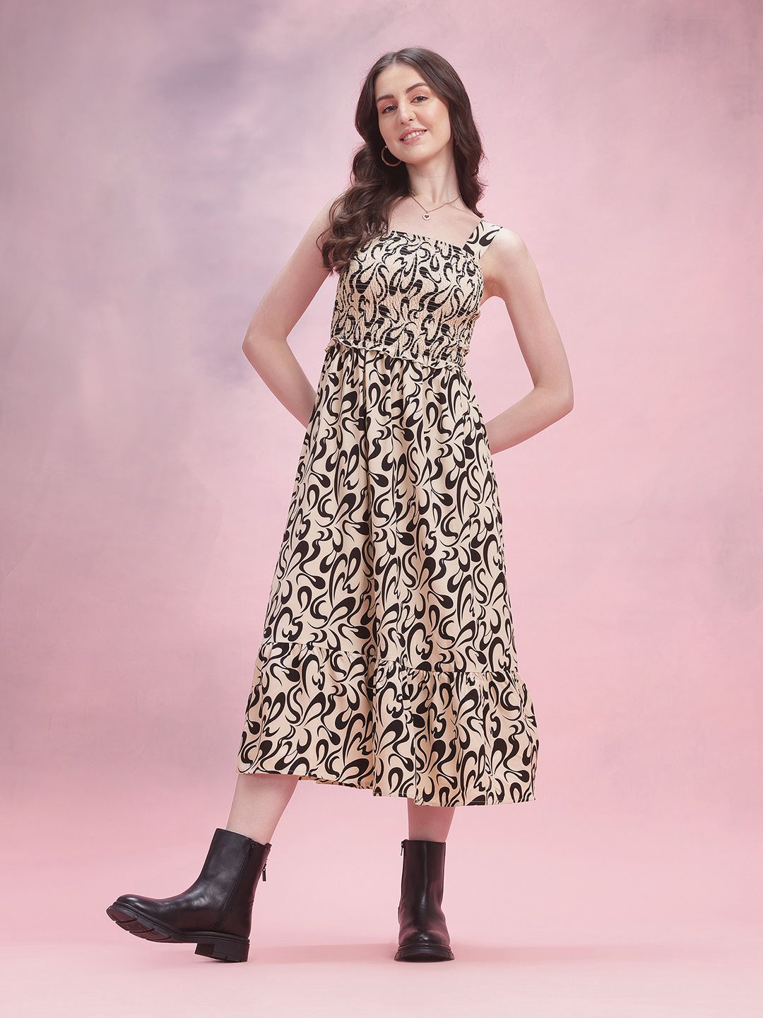 DressBerry Printed Fit & Flare Dress