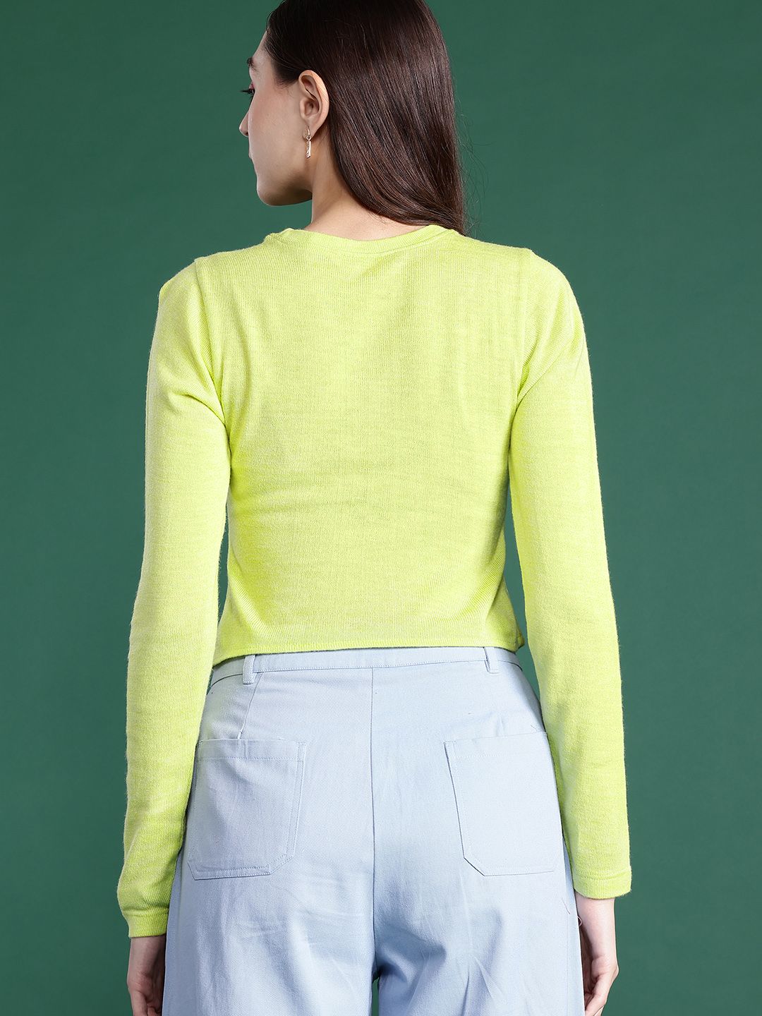 DressBerry Solid Pointed Hem Acrylic Pullover