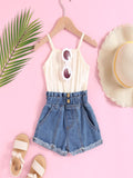 YK Girls Sleeveless Top & Shorts Clothing Set