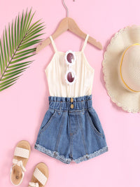 YK Girls Sleeveless Top & Shorts Clothing Set