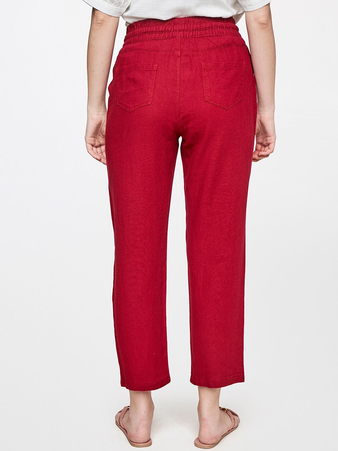 AND Women Red Straight Fit Trousers
