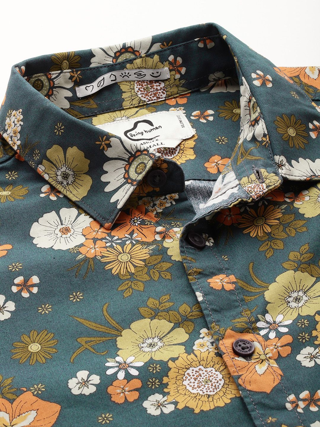 Being Human Floral Printed Slim Fit Pure Cotton Shirt