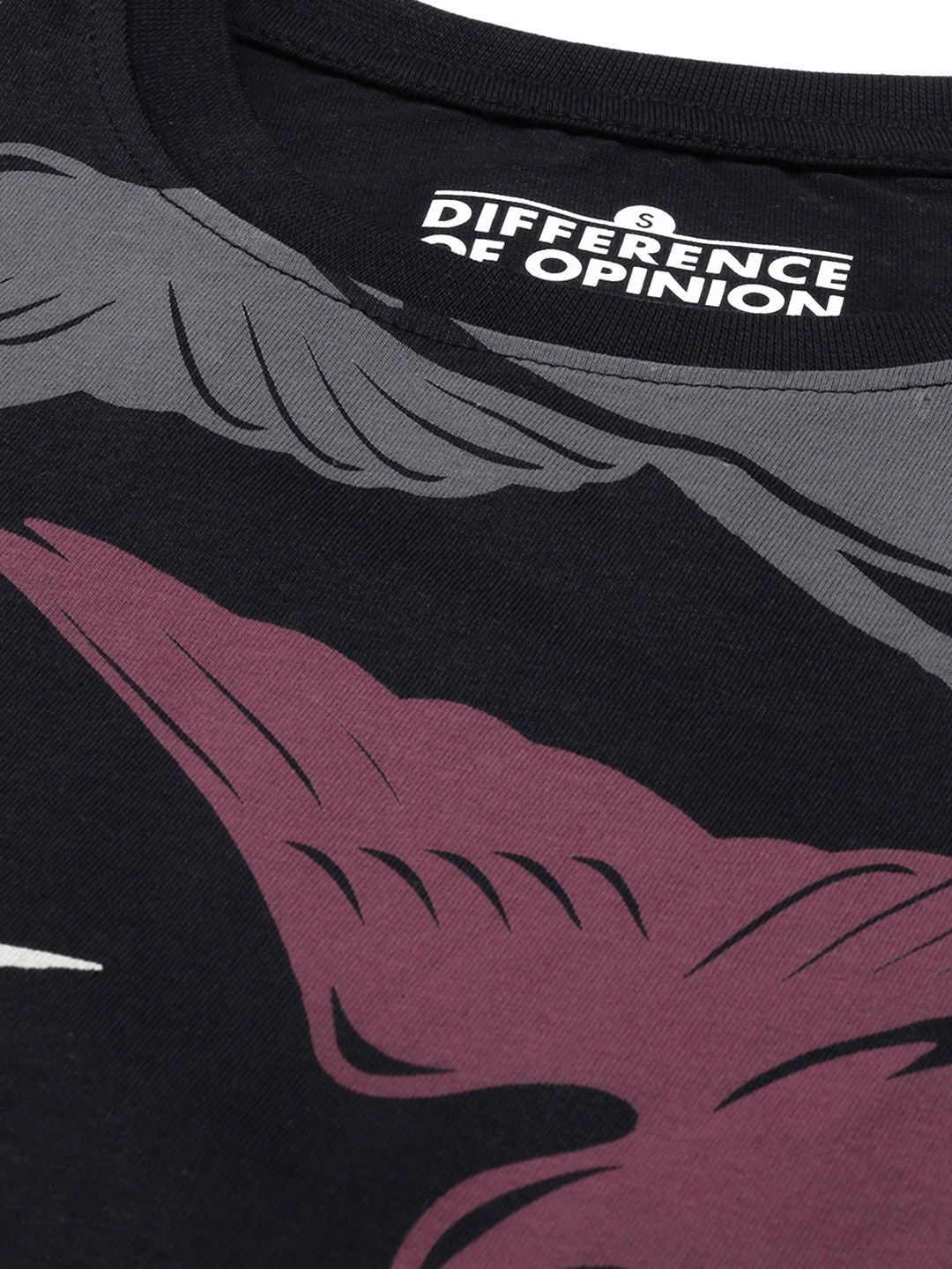 Difference of Opinion Women Black Conversational Printed Pure Cotton Oversized T-shirt