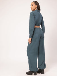 DressBerry Relaxed Refinement Crop Shirt & Parachute Pants Co-Ords with Toggles