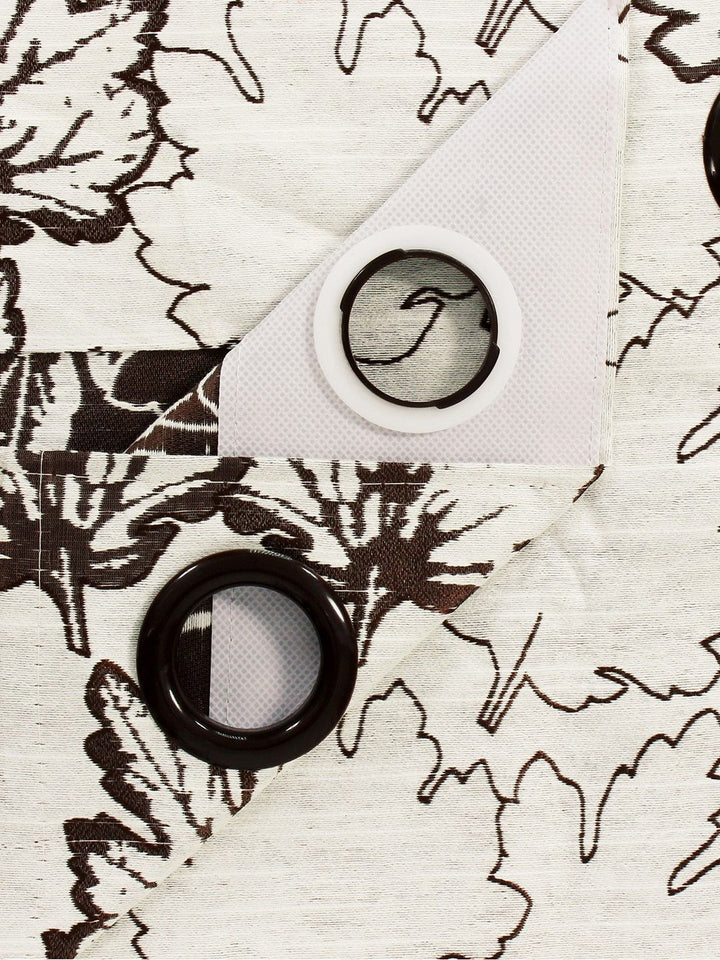 Story@home Brown 300GSM Semi Blackout Jacquard Eyelet Ringtop Single Door Curtain