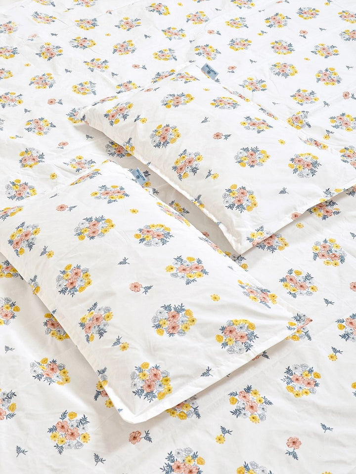 KLOTTHE Bercetak Berwarna Krim Cadar 300 TC King Dengan 2 Sarung Bantal - 2.50 x 2.25 m