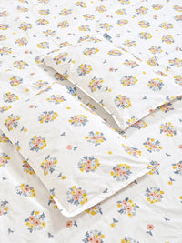 KLOTTHE Bercetak Berwarna Krim Cadar 300 TC King Dengan 2 Sarung Bantal - 2.50 x 2.25 m